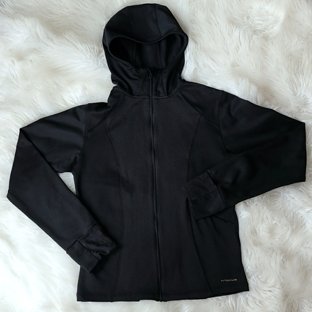 Women's black Columbia Titanium Light zip up hoodie jacket top size medium